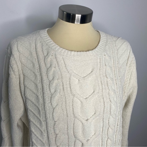 J. Jill Ivory Chenille Cable Knit Sweater - Picture 4 of 10